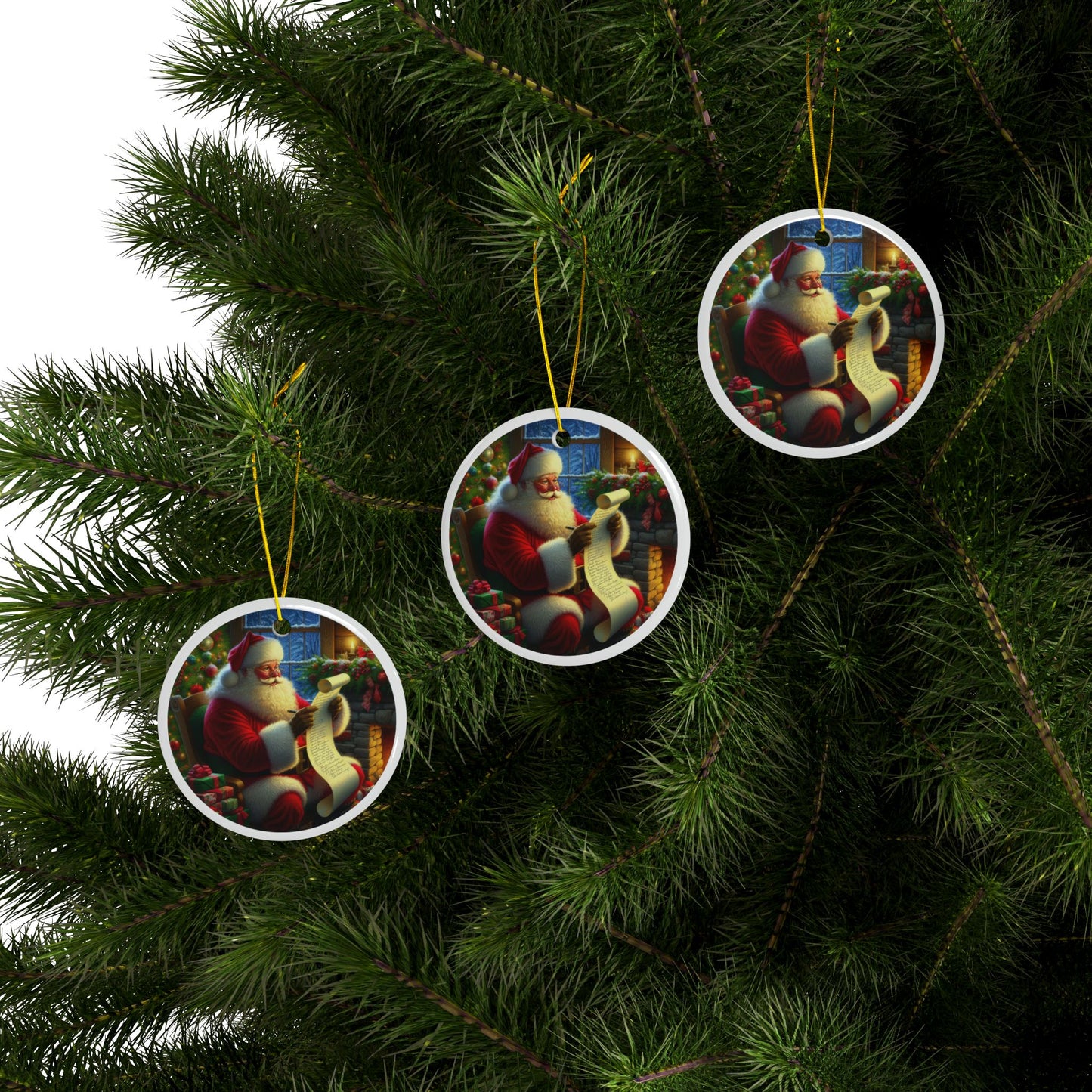 Making a List, Checking it Twice Christmas Ceramic Ornaments, 2-Side Print, (1pc, 3pcs, 5pcs, 10pcs)