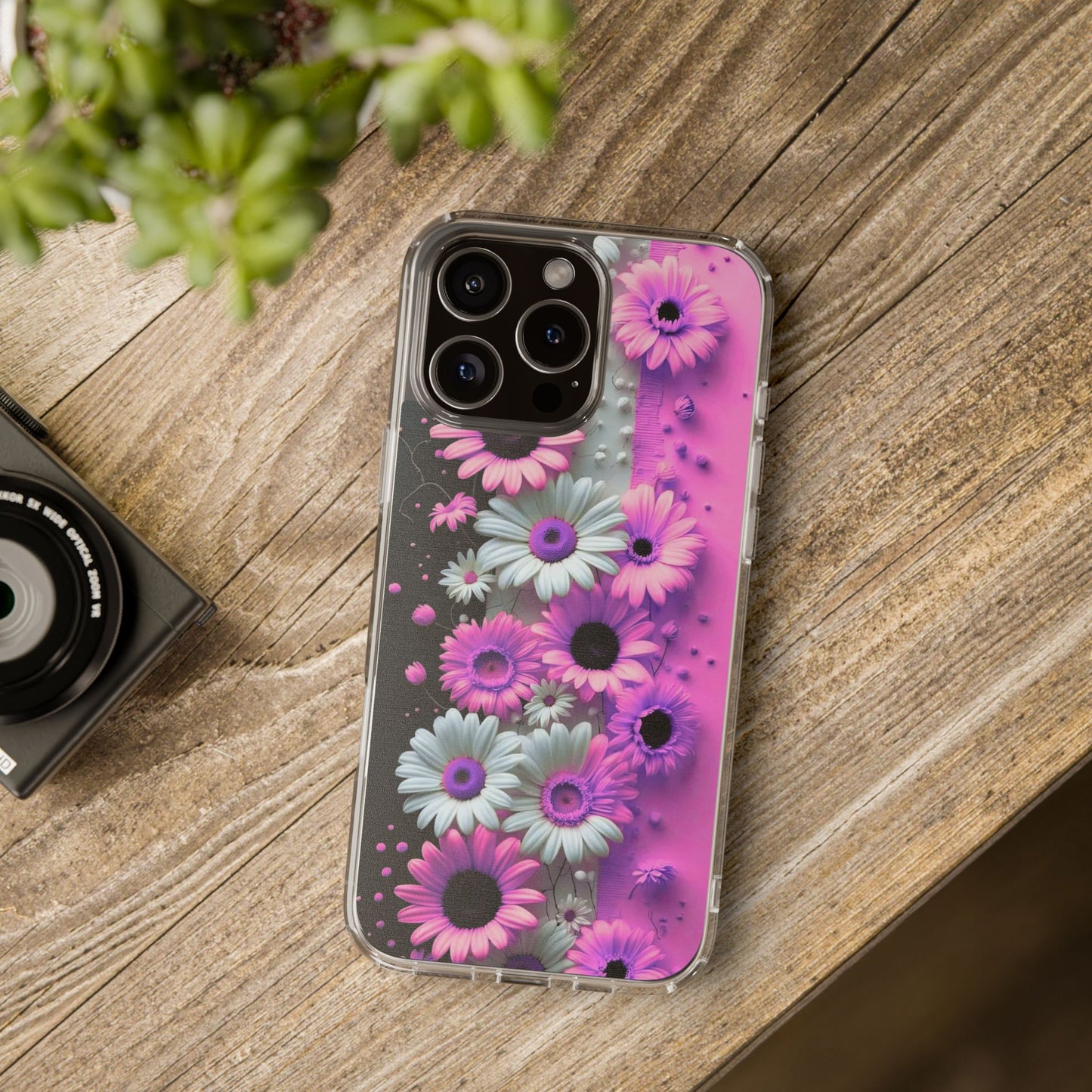 Floral Clear Phone Case – Pink Flower Design