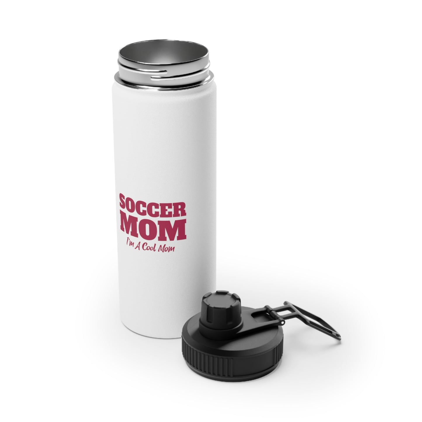 Soccer Mom Stainless Steel Water Bottle, Sports Lid