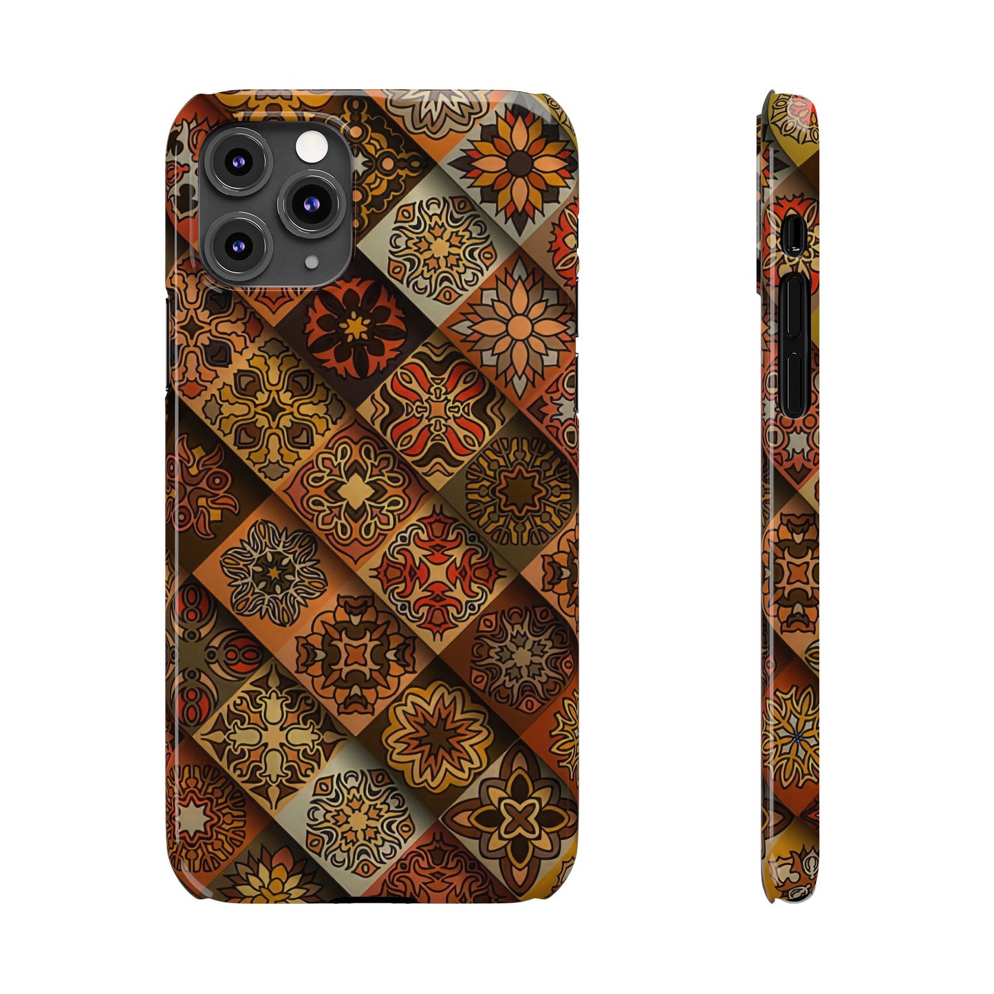 Aztec Geometric Slim Case, Boho Orange