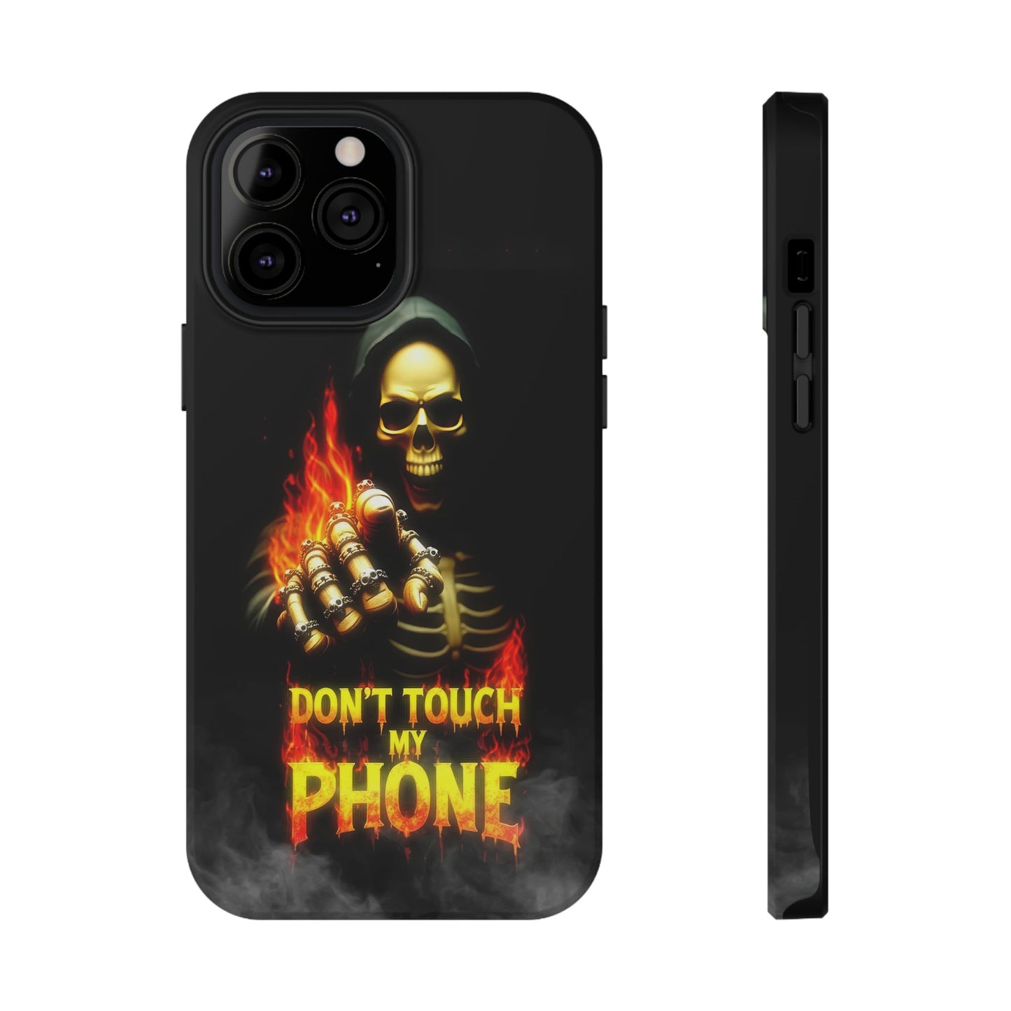 Skull Design Impact-Resistant iPhone Case, Don't Touch My Phone