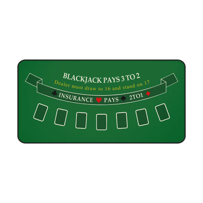 2-in-1 Blackjack Desk Mat with Stitched Edge