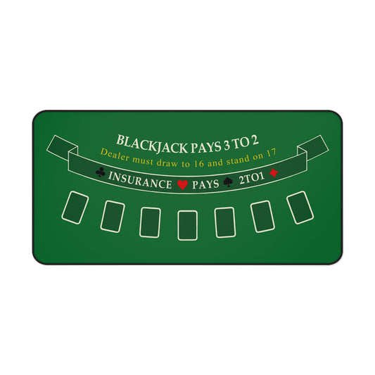 2-in-1 Blackjack Desk Mat with Stitched Edge