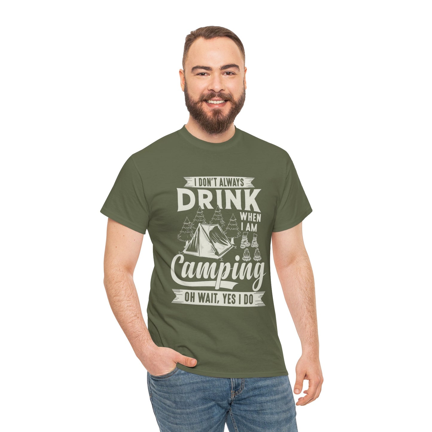 Camping Drinking Unisex Heavy Cotton Tee - Perfect Gift for Outdoor Enthusiasts