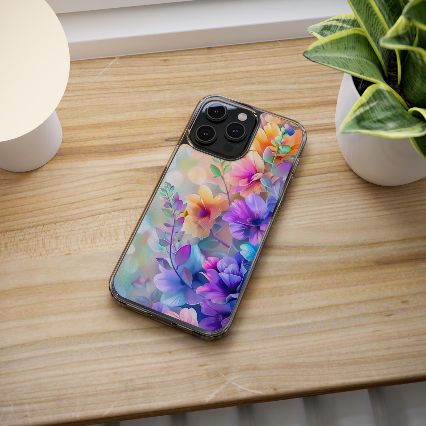 Floral Clear Phone Case -  Colorful Spring Design