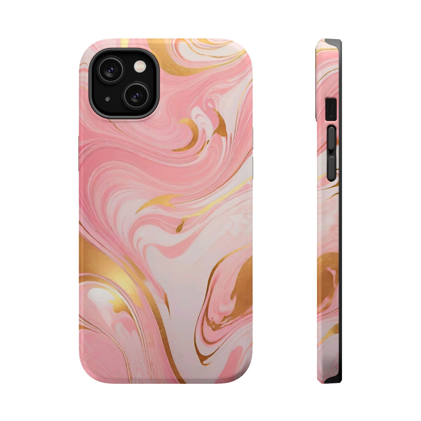 Stylish Magnetic Phone Case, Pink Marble Protective Cover