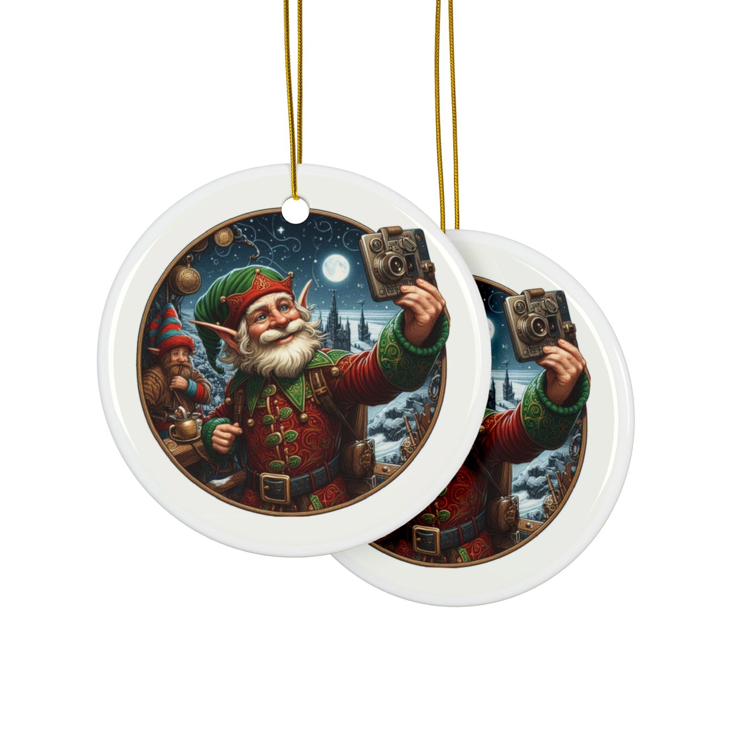 Vintage Vibes And Selfie Smiles Christmas Ceramic Ornaments (1pcs, 3pcs, 5pcs, 10pcs) 2-Side Print