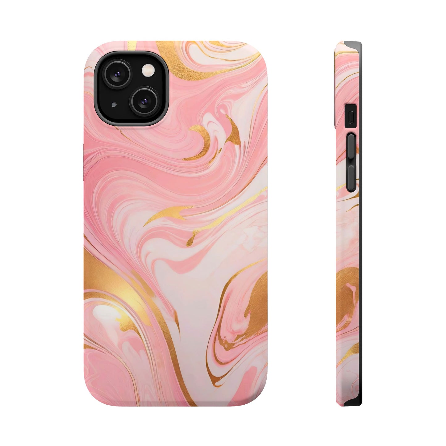 Stylish Magnetic Phone Case, Pink Marble Protective Cover