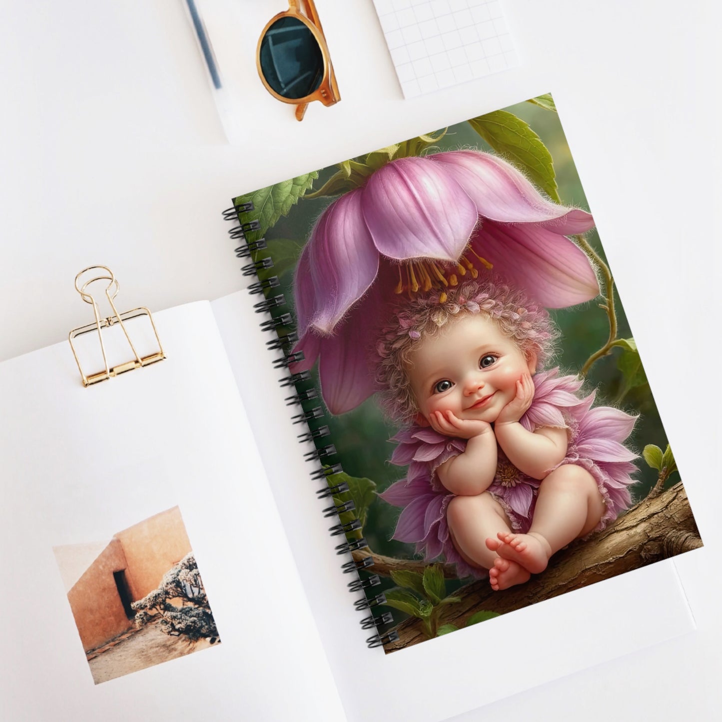 Whimsical Floral Fairy Spiral Notebook - Ruled Line Journal