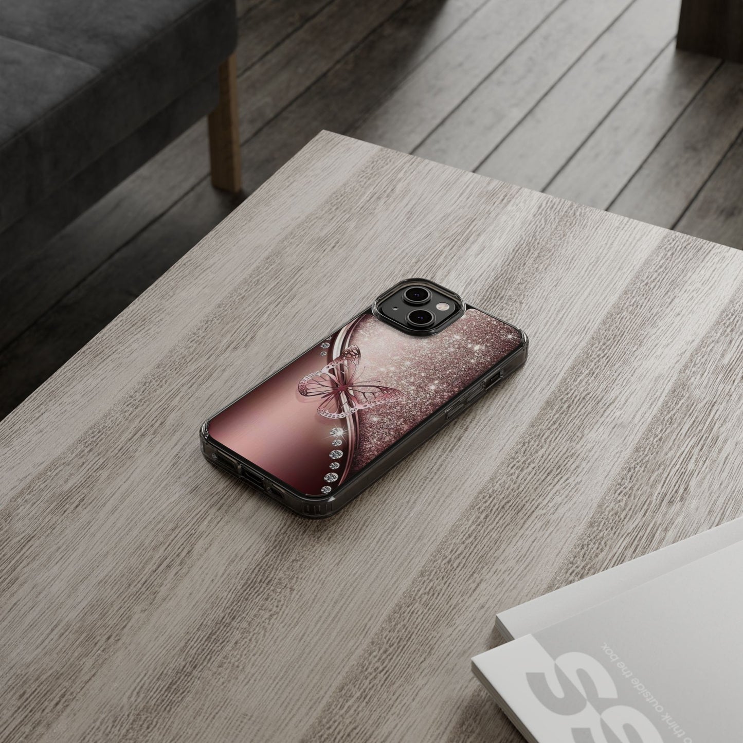 Elegant Butterfly Clear Case, Stylish Transparent Protective Cover for Women