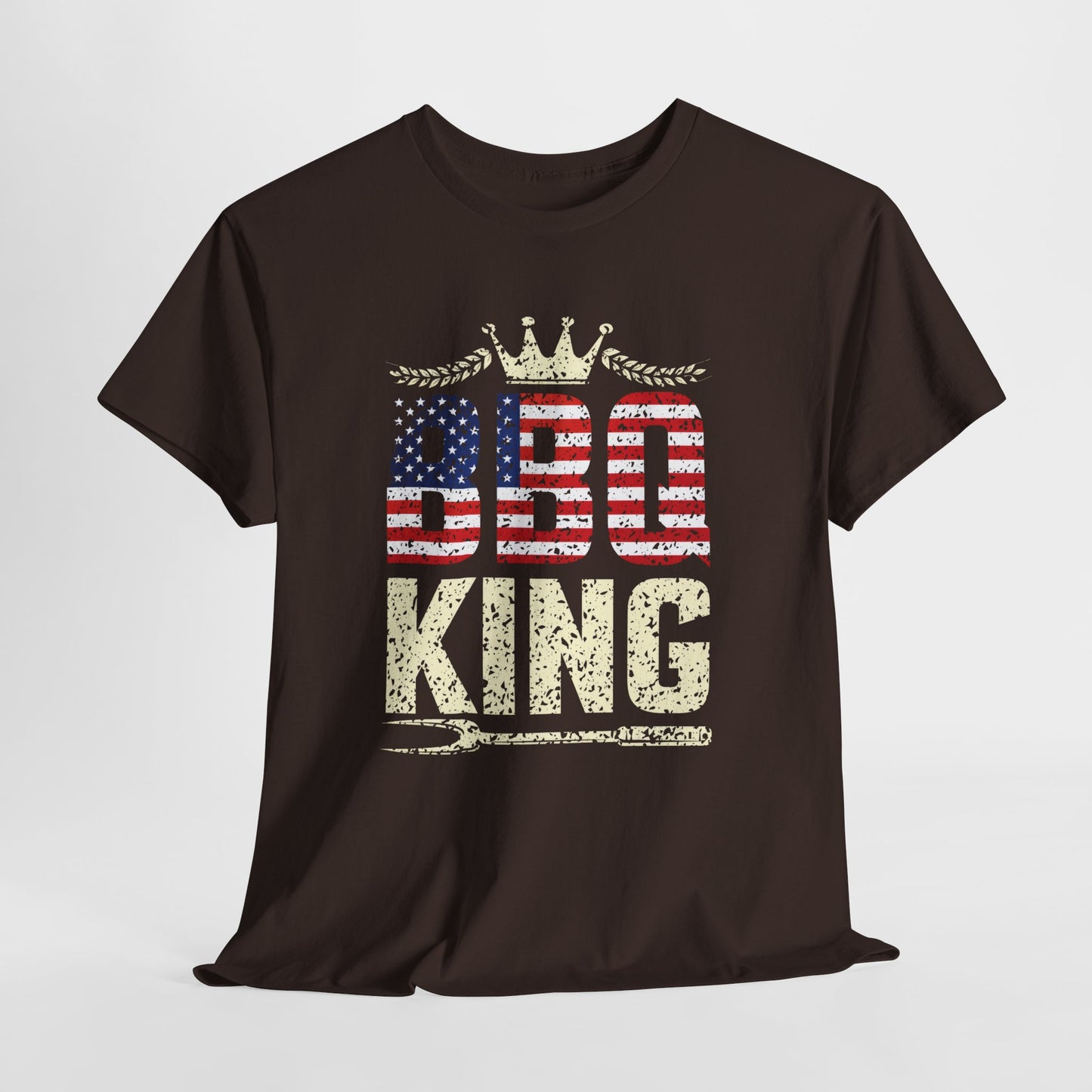 BBQ King Unisex Heavy Cotton Tee - Patriotic Grilling Shirt for Summer Celebrations