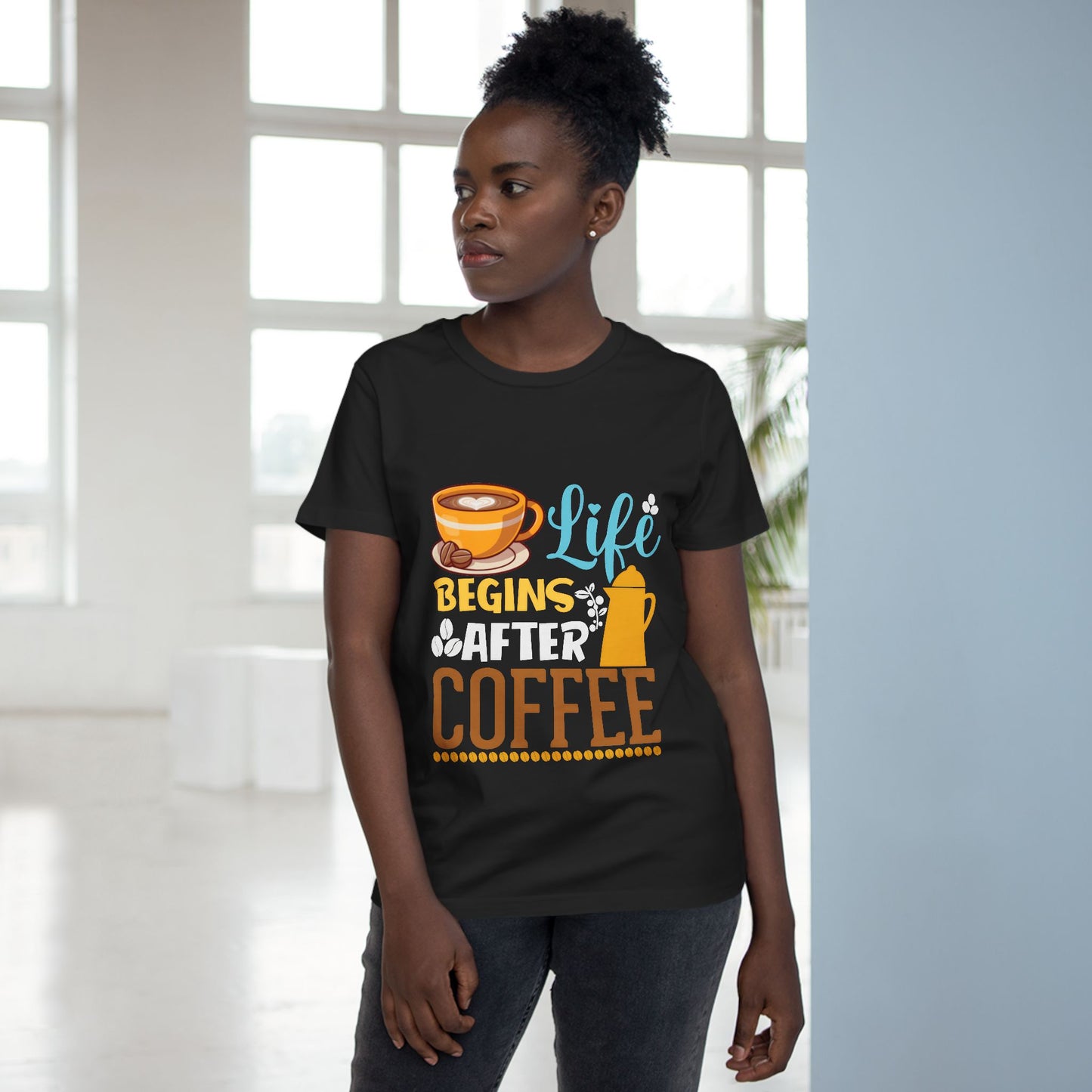 Coffee Lovers Women’s Maple Tee - Life Begins After Coffee Shirt