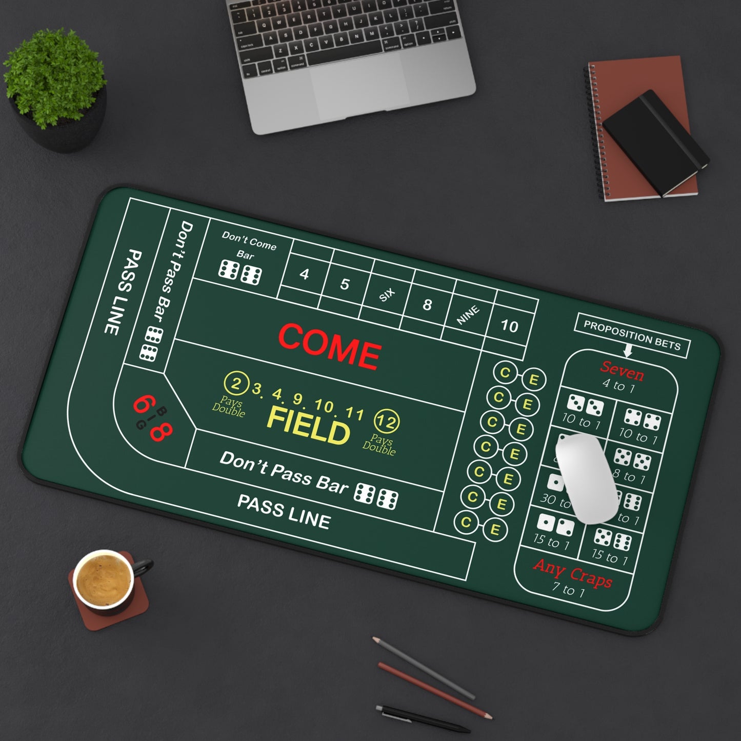 Casino Craps Desk Mat — 2-in-1 Gaming Surface / Green