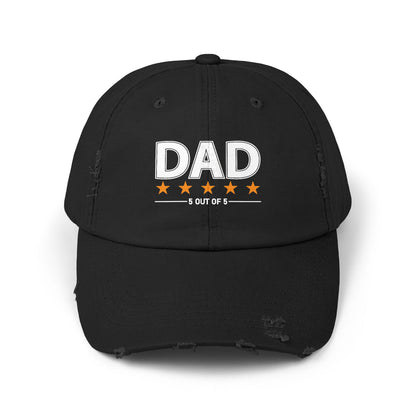 Dad 5 out of 5 Stars Unisex Distressed Cap