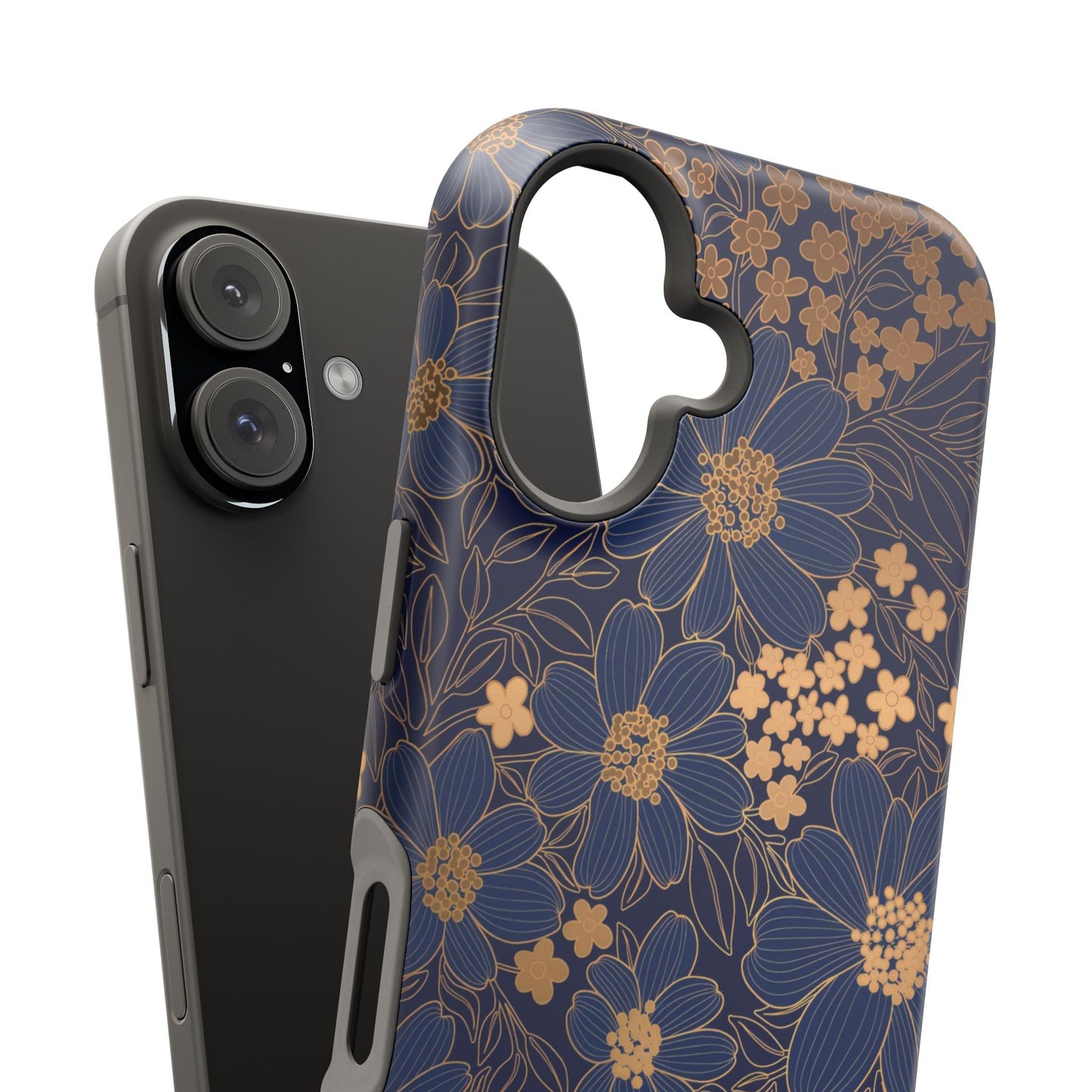 Luxury Serial Magnetic Phone Case, Golden Floral