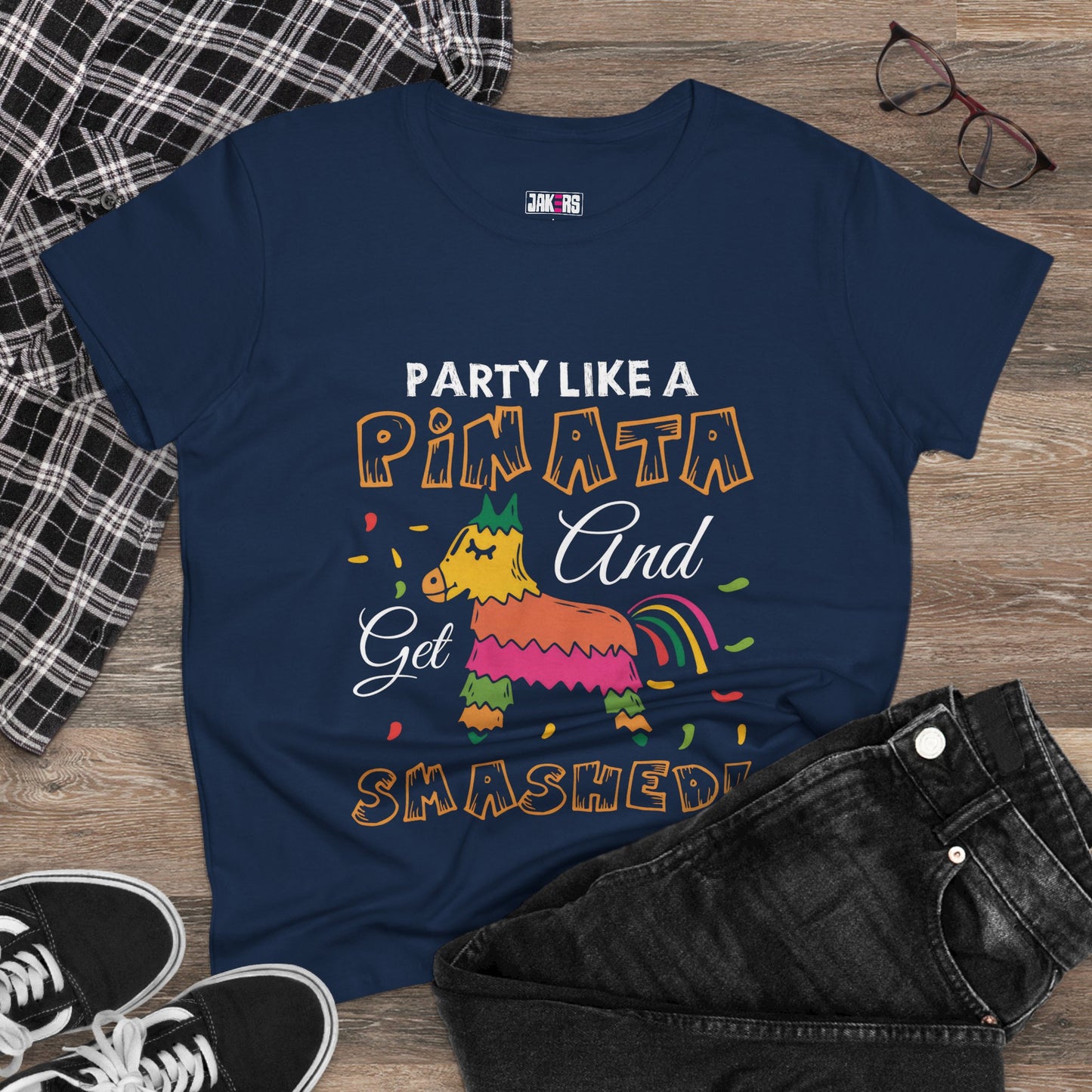 Party Like a Piñata Cotton Tee for Women - Fun and Playful Graphic Shirt