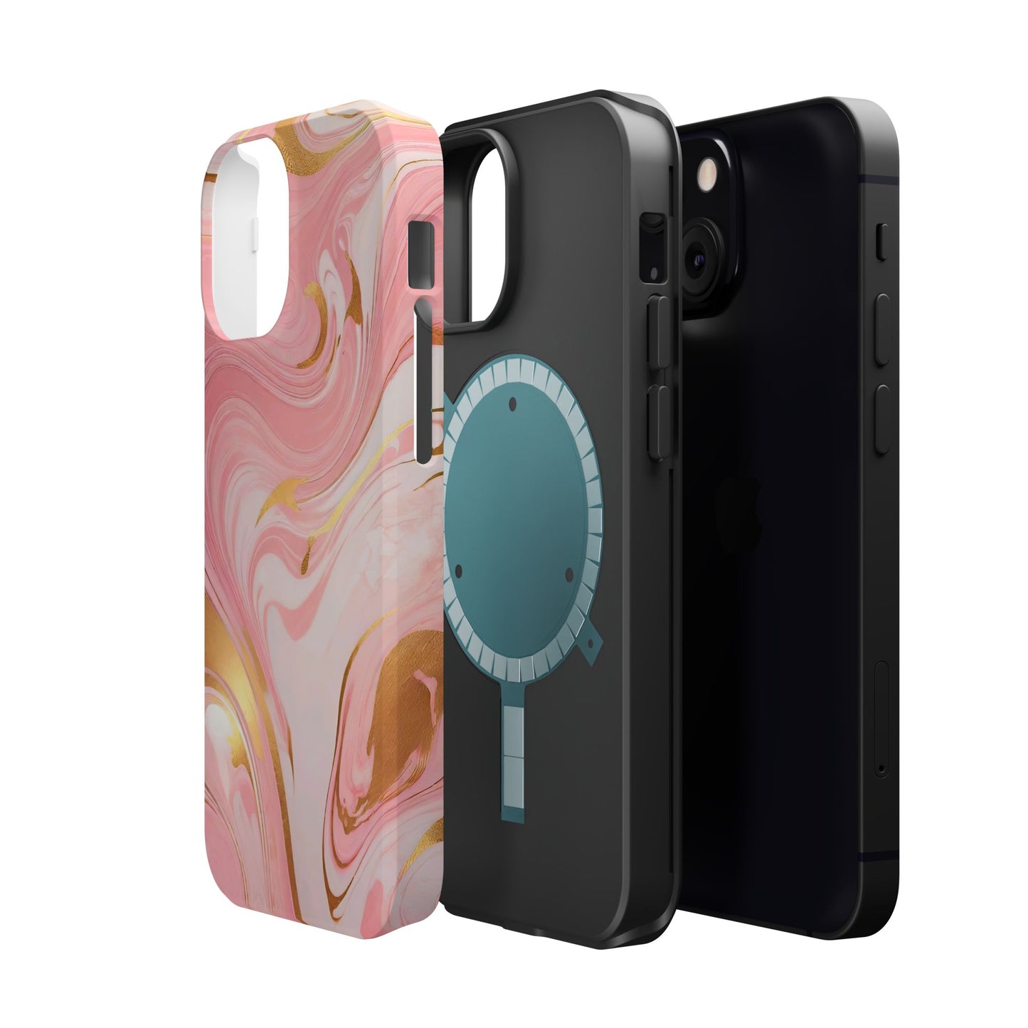 Stylish Magnetic Phone Case, Pink Marble Protective Cover