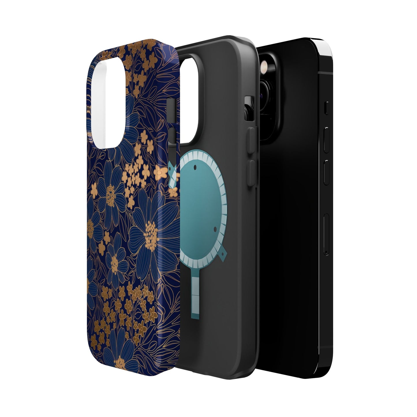 Luxury Serial Magnetic Phone Case, Golden Floral