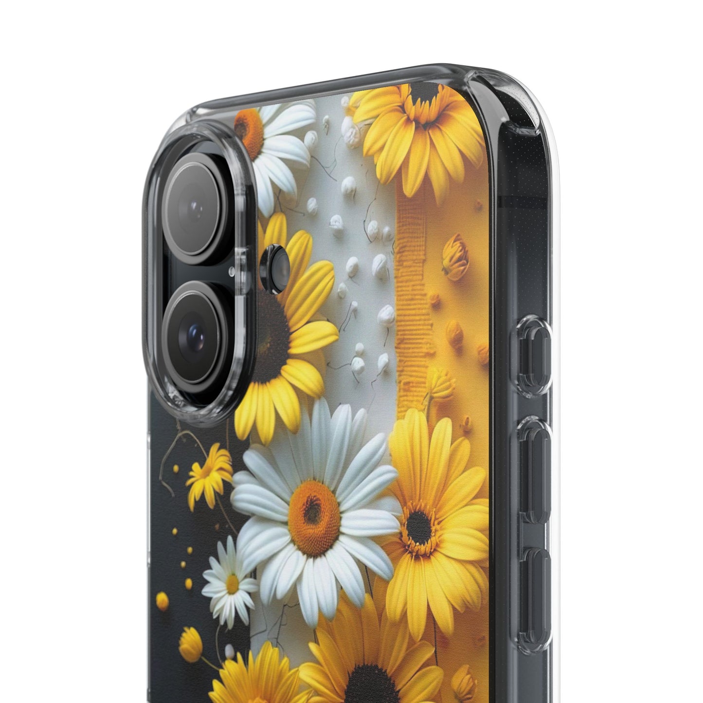 Clear Floral Phone Case - Yellow and White Daisy Pattern Colorful Spring Accessory