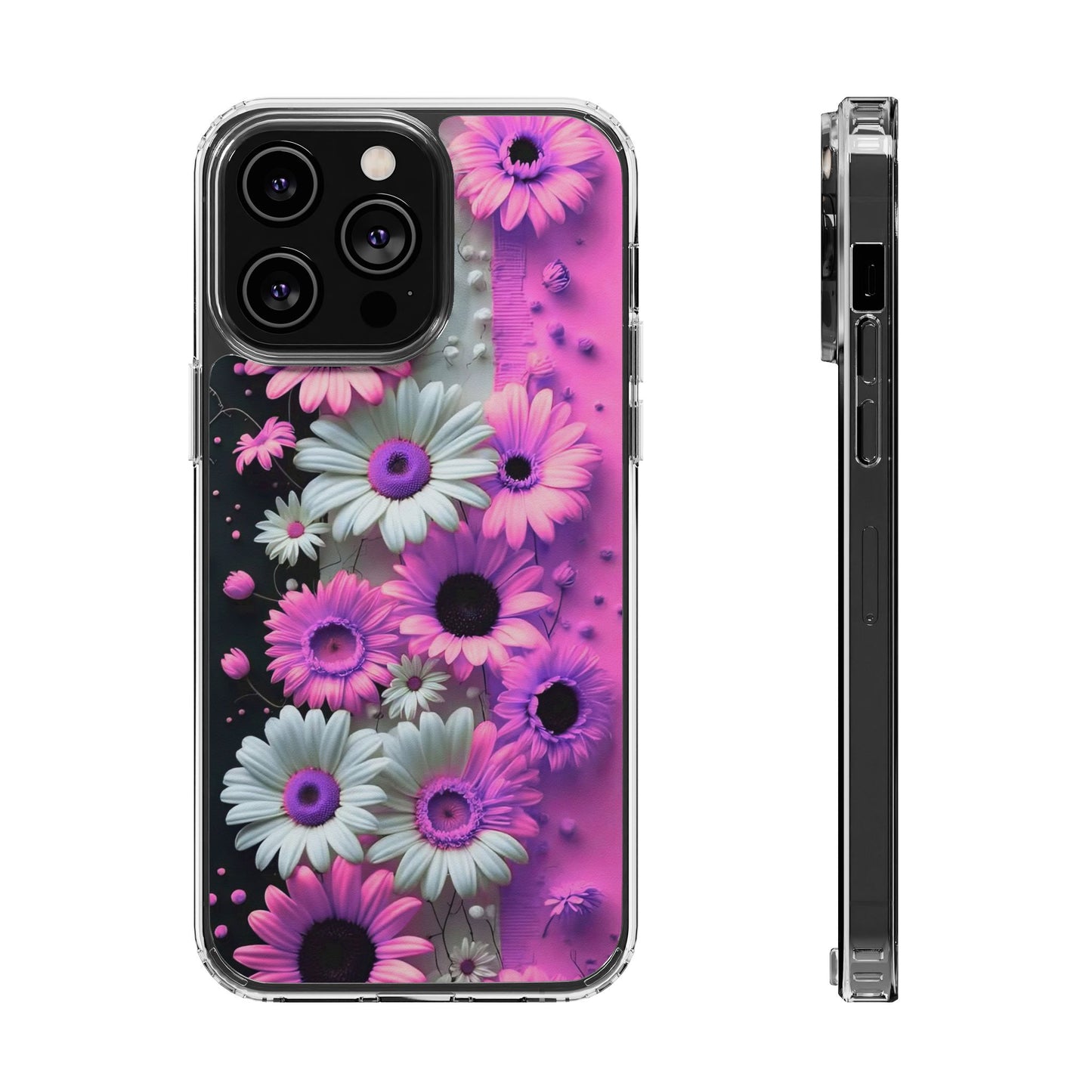 Floral Clear Phone Case – Pink Flower Design