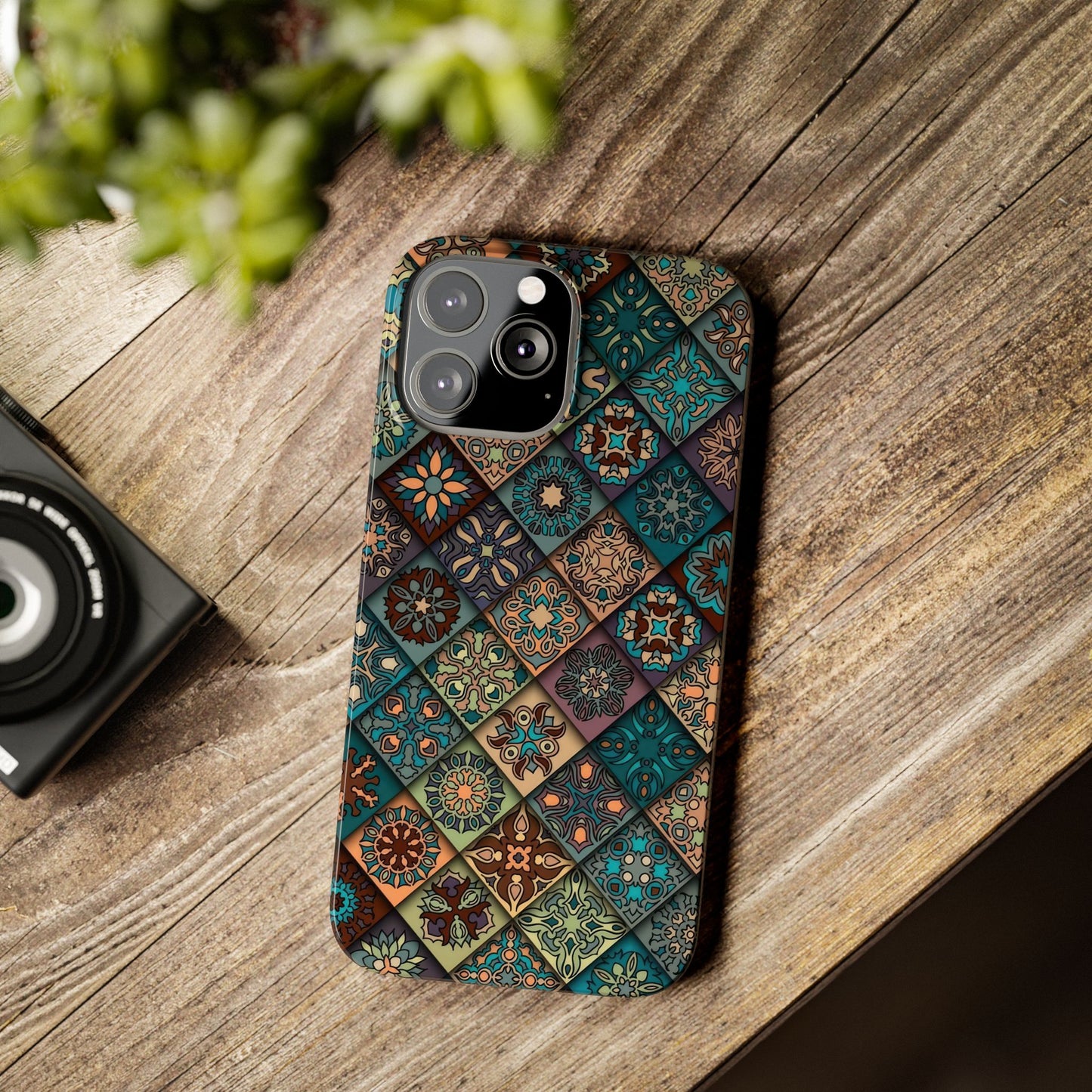 Aztec Geometric Slim Cases, Boho Blue