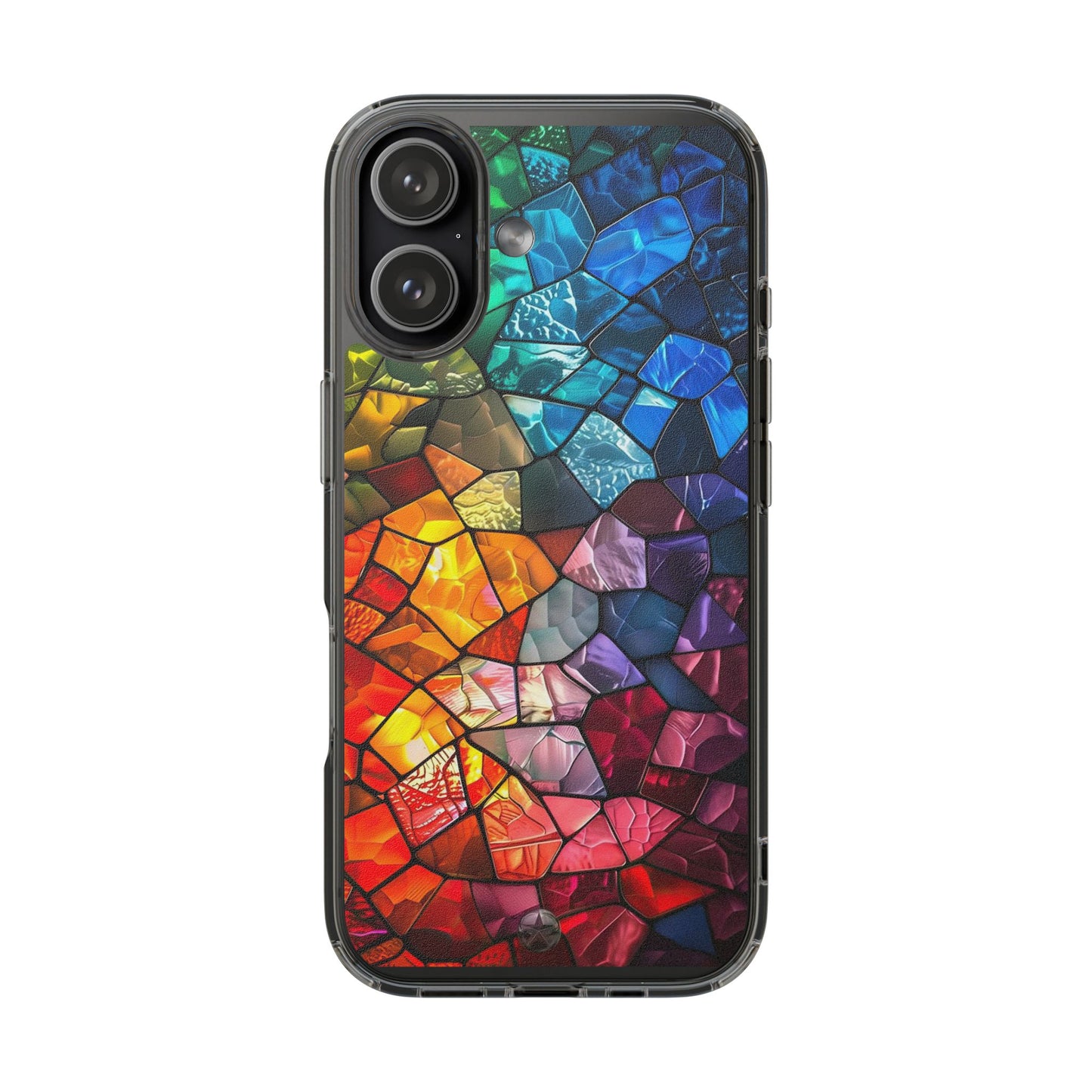 Vibrant Clear Phone Case, Colorful Stained Glass Design