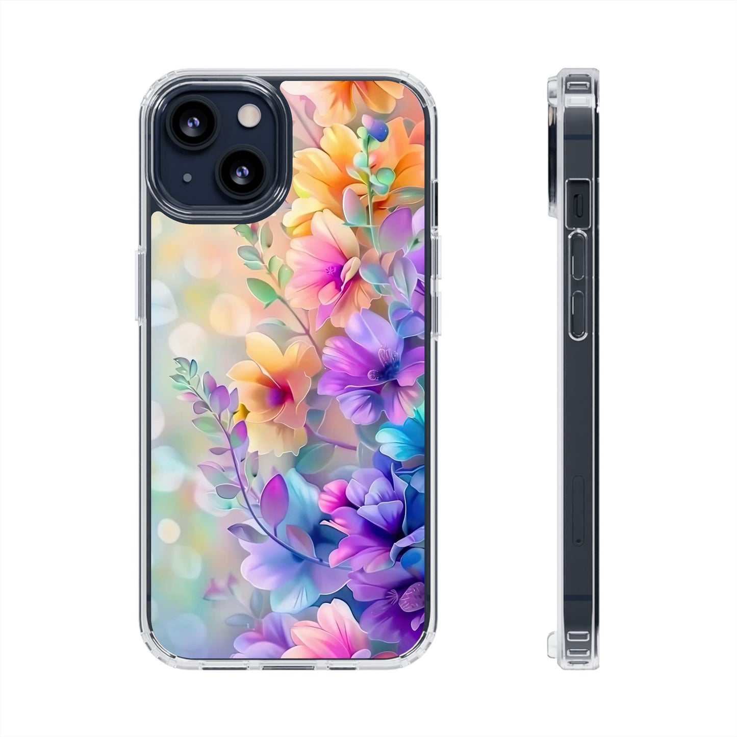 Floral Clear Phone Case -  Colorful Spring Design