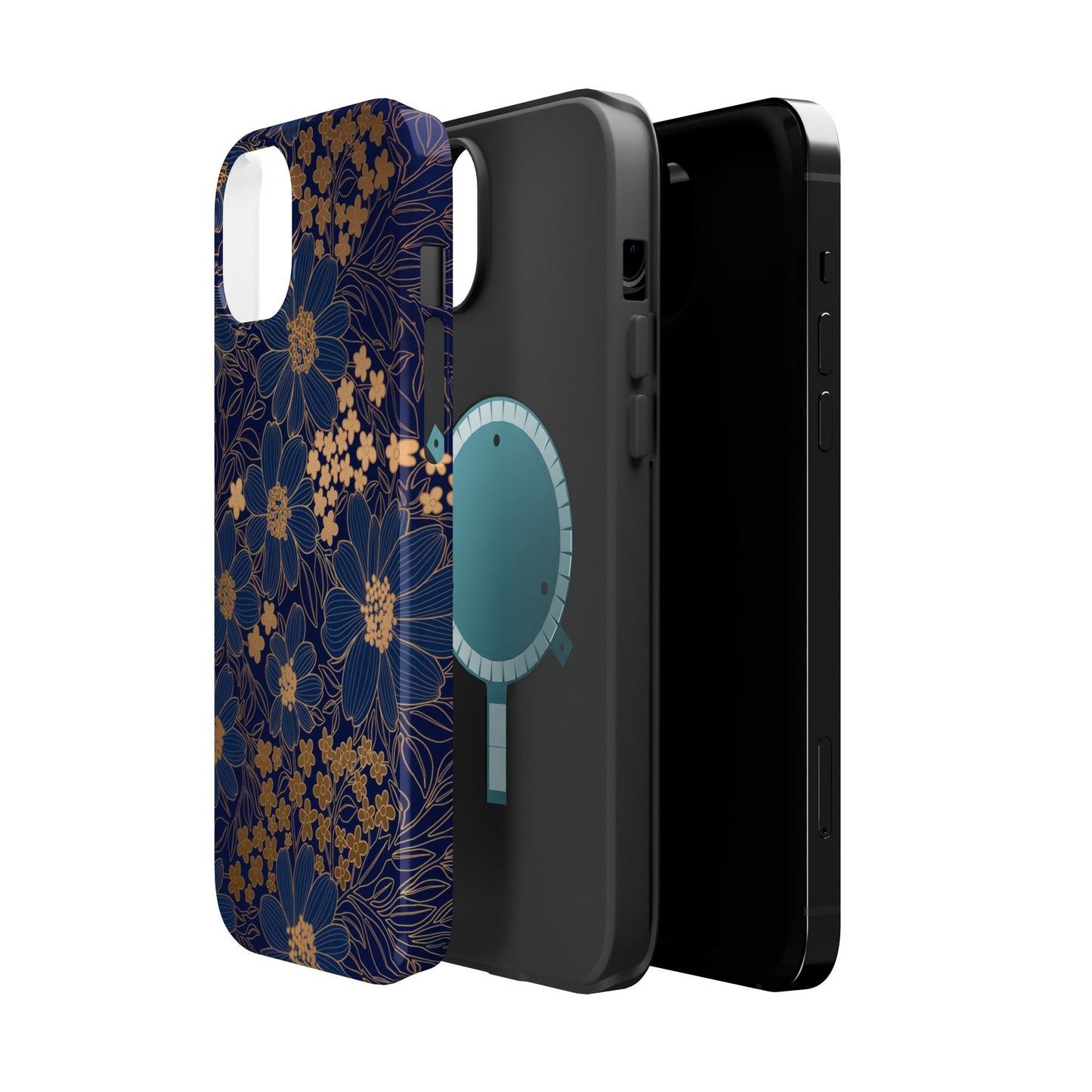 Luxury Serial Magnetic Phone Case, Golden Floral