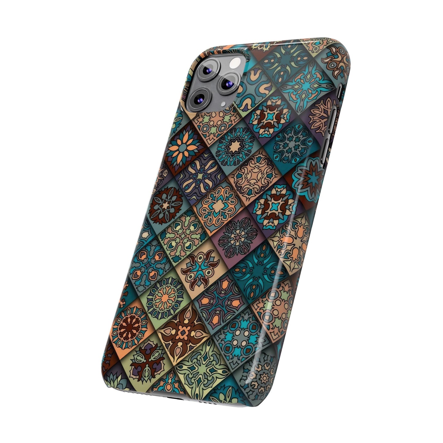 Aztec Geometric Slim Cases, Boho Blue