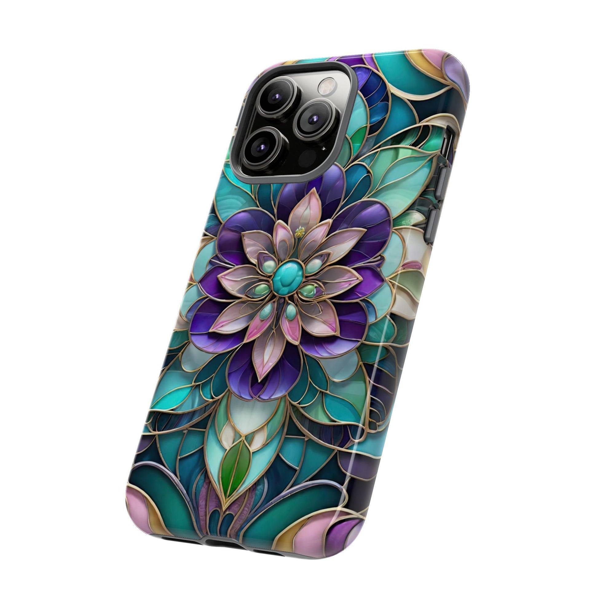 Floral Stained Glass Tough Phone Case -Stylish Protection for Your Device