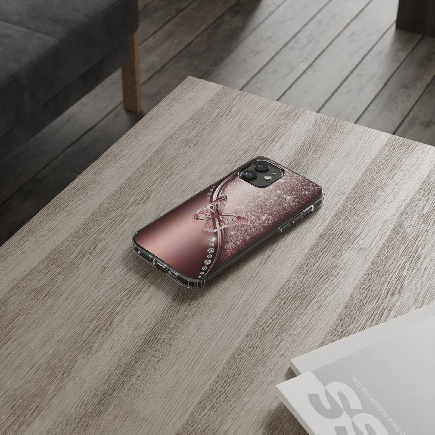 Elegant Butterfly Clear Case, Stylish Transparent Protective Cover for Women