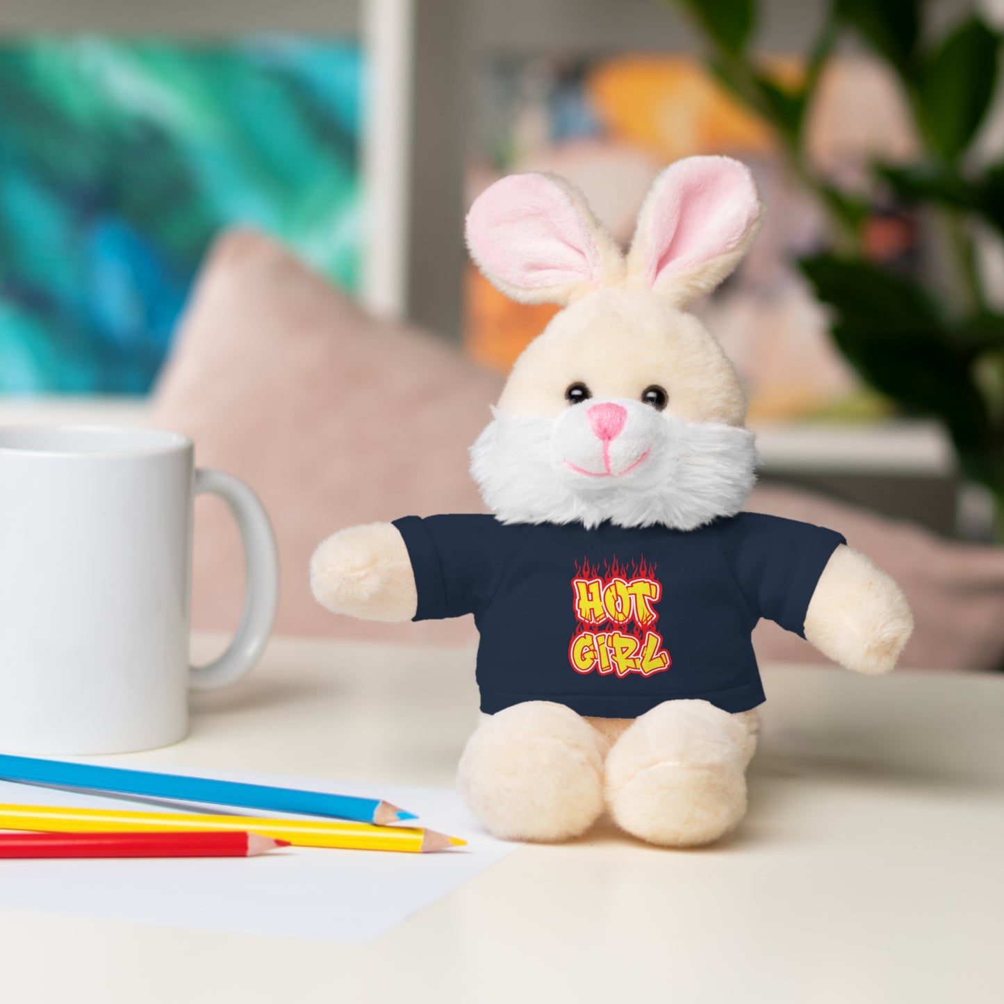 Cute Plush Animal with Hot Girl Tee for Birthdays, Baby Showers, Children, Gifts