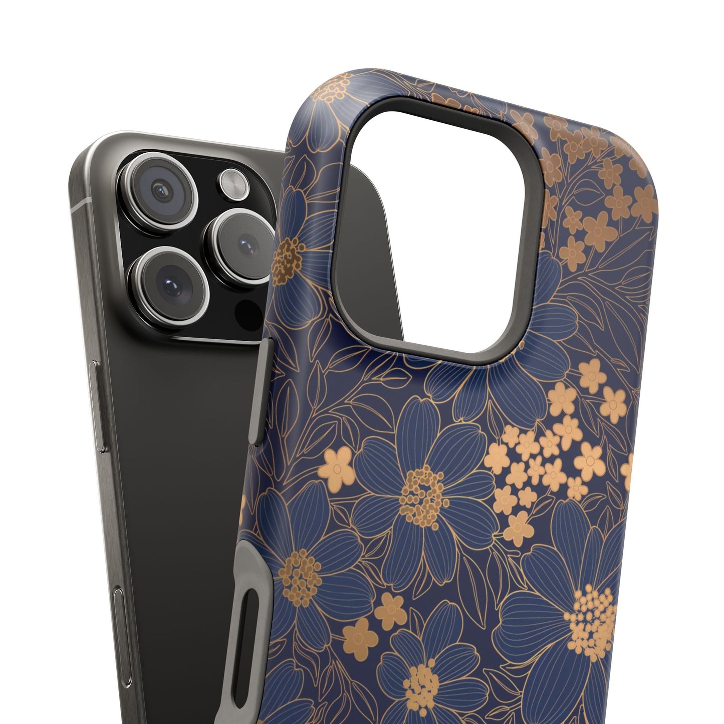 Luxury Serial Magnetic Phone Case, Golden Floral
