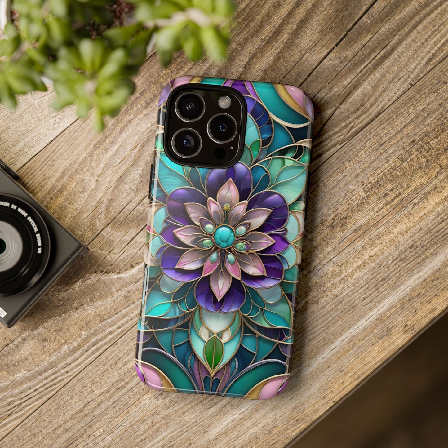 Floral Stained Glass Tough Phone Case -Stylish Protection for Your Device
