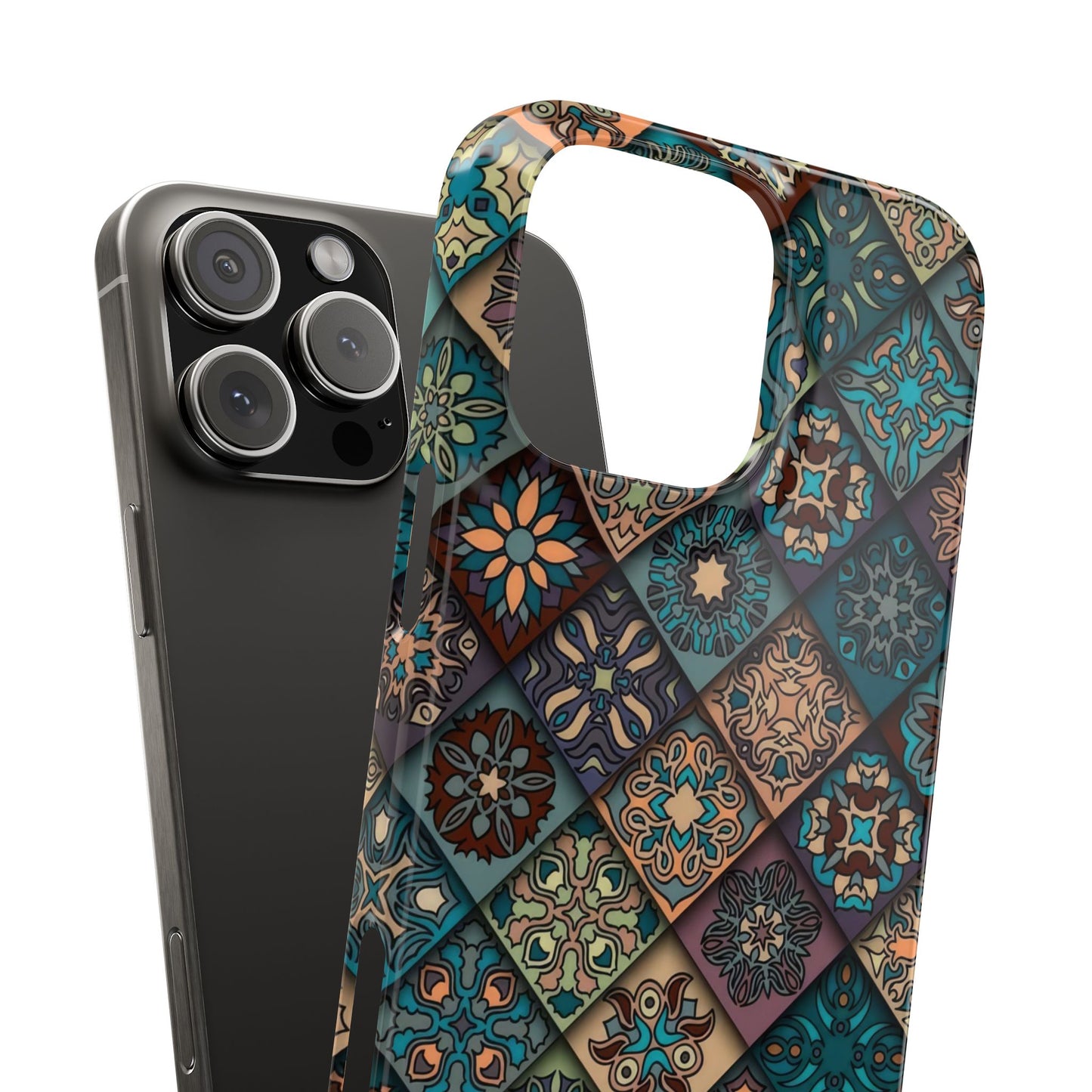 Aztec Geometric Slim Cases, Boho Blue