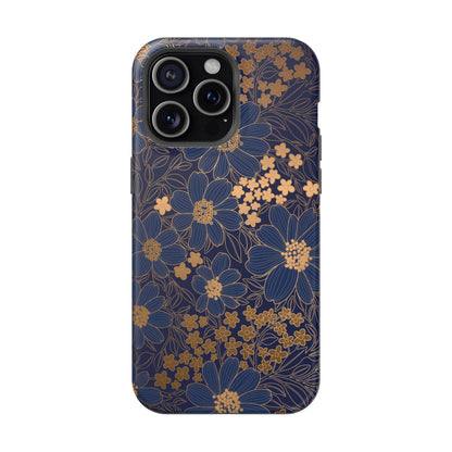 Luxury Serial Magnetic Phone Case, Golden Floral