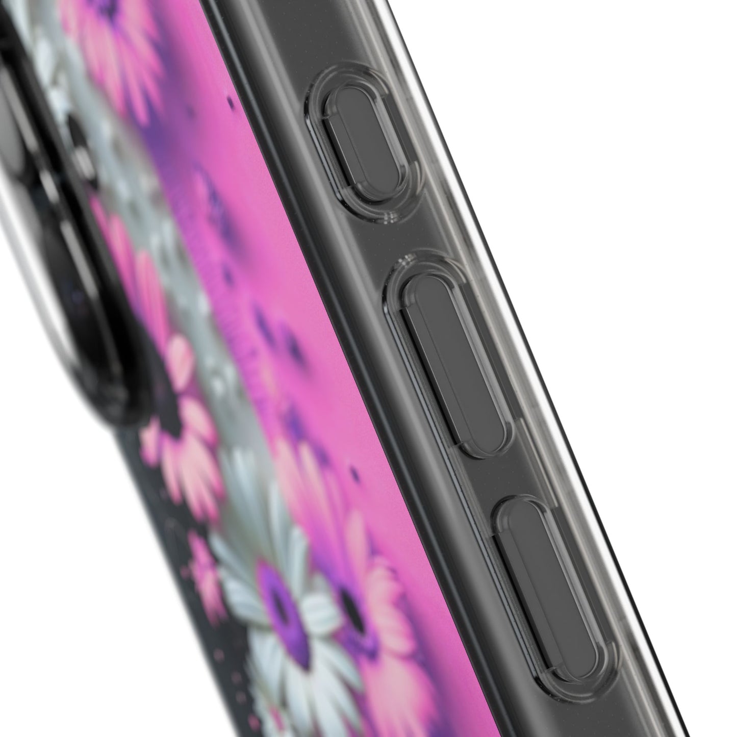 Floral Clear Phone Case – Pink Flower Design