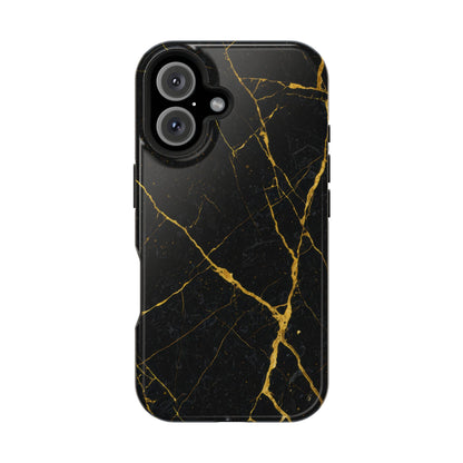 Black Marble with Gold Veins Impact-Resistant iPhone