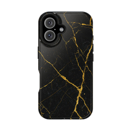Black Marble with Gold Veins Impact-Resistant iPhone