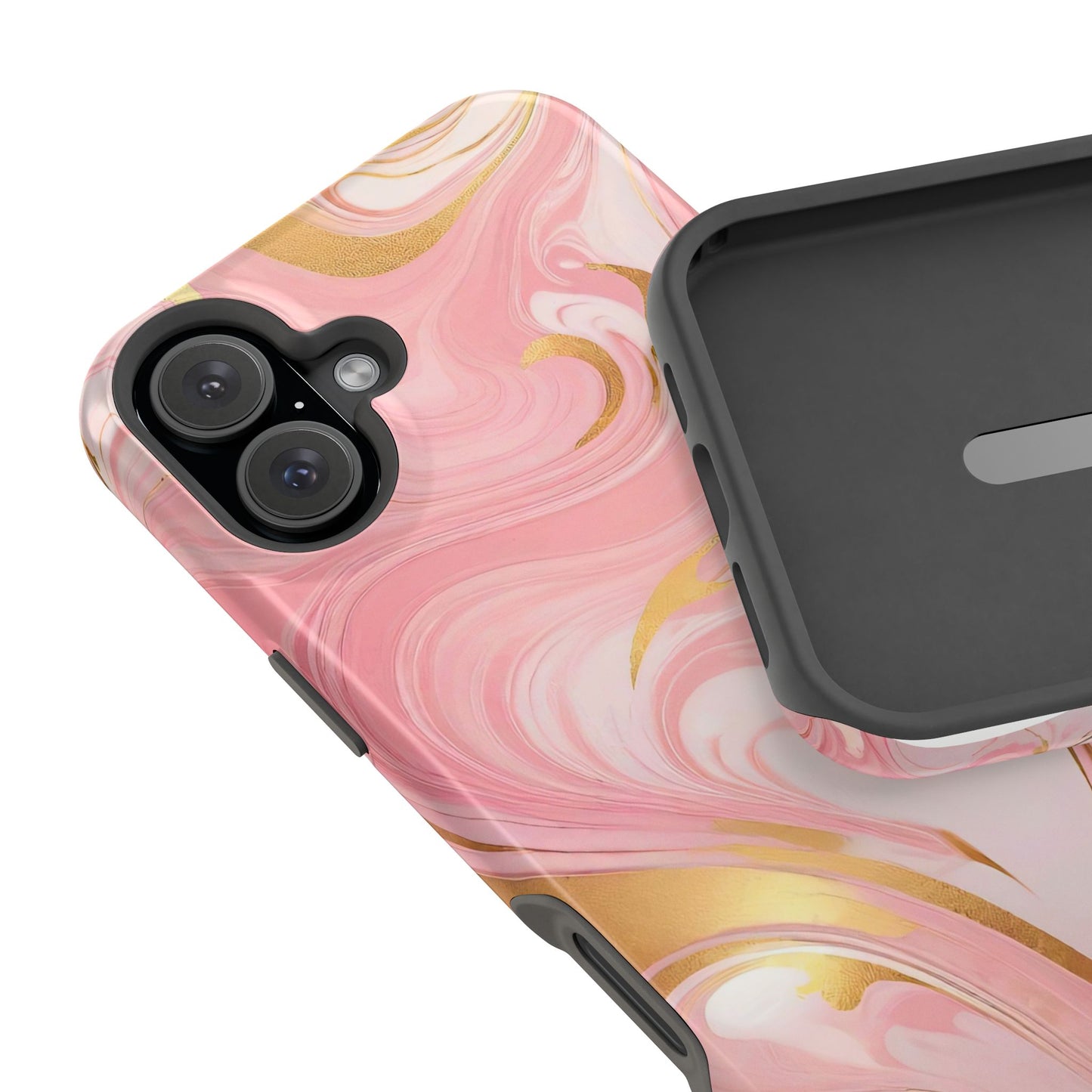 Stylish Magnetic Phone Case, Pink Marble Protective Cover