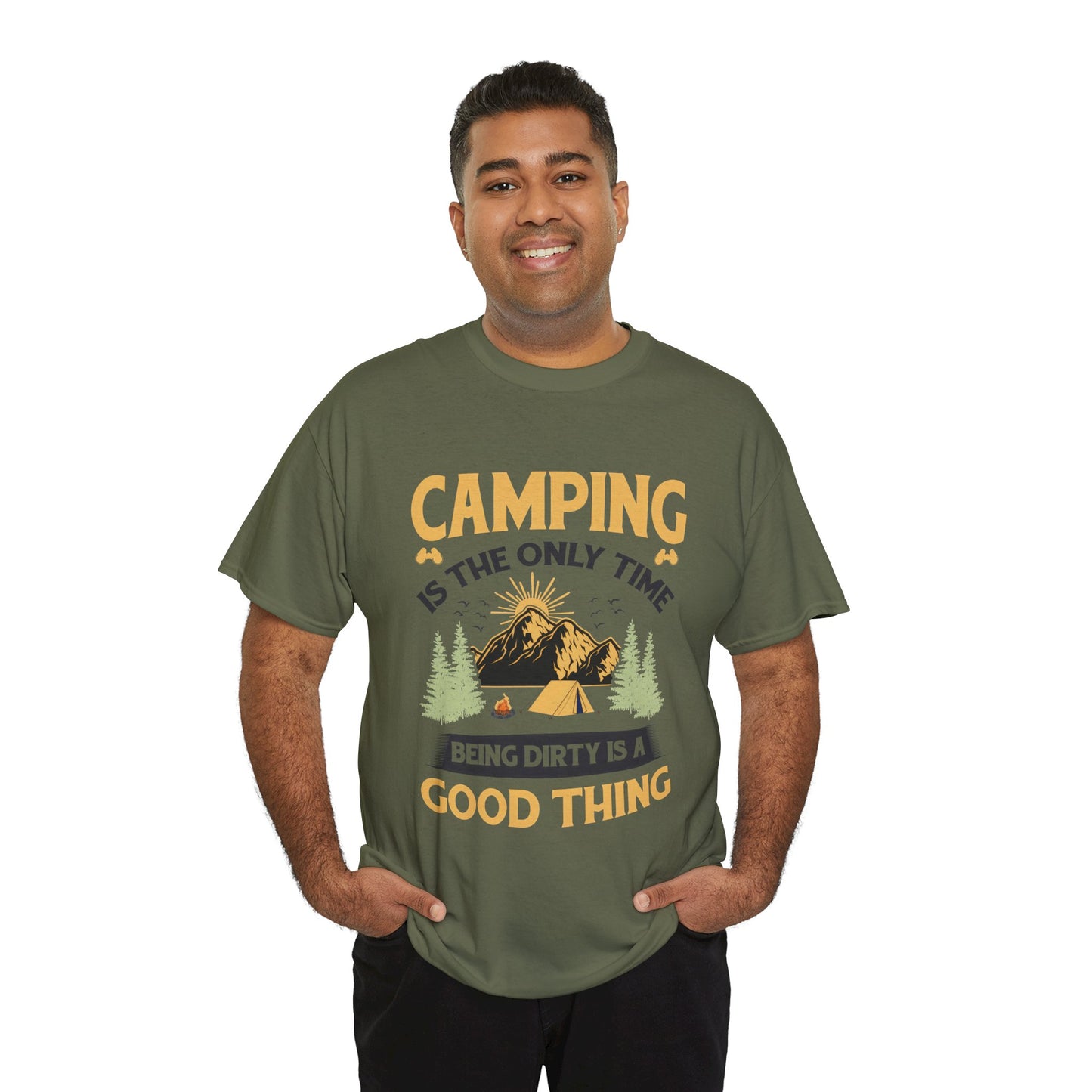 Camping Vibes Unisex Heavy Cotton Tee - "Being Dirty is a Good Thing"