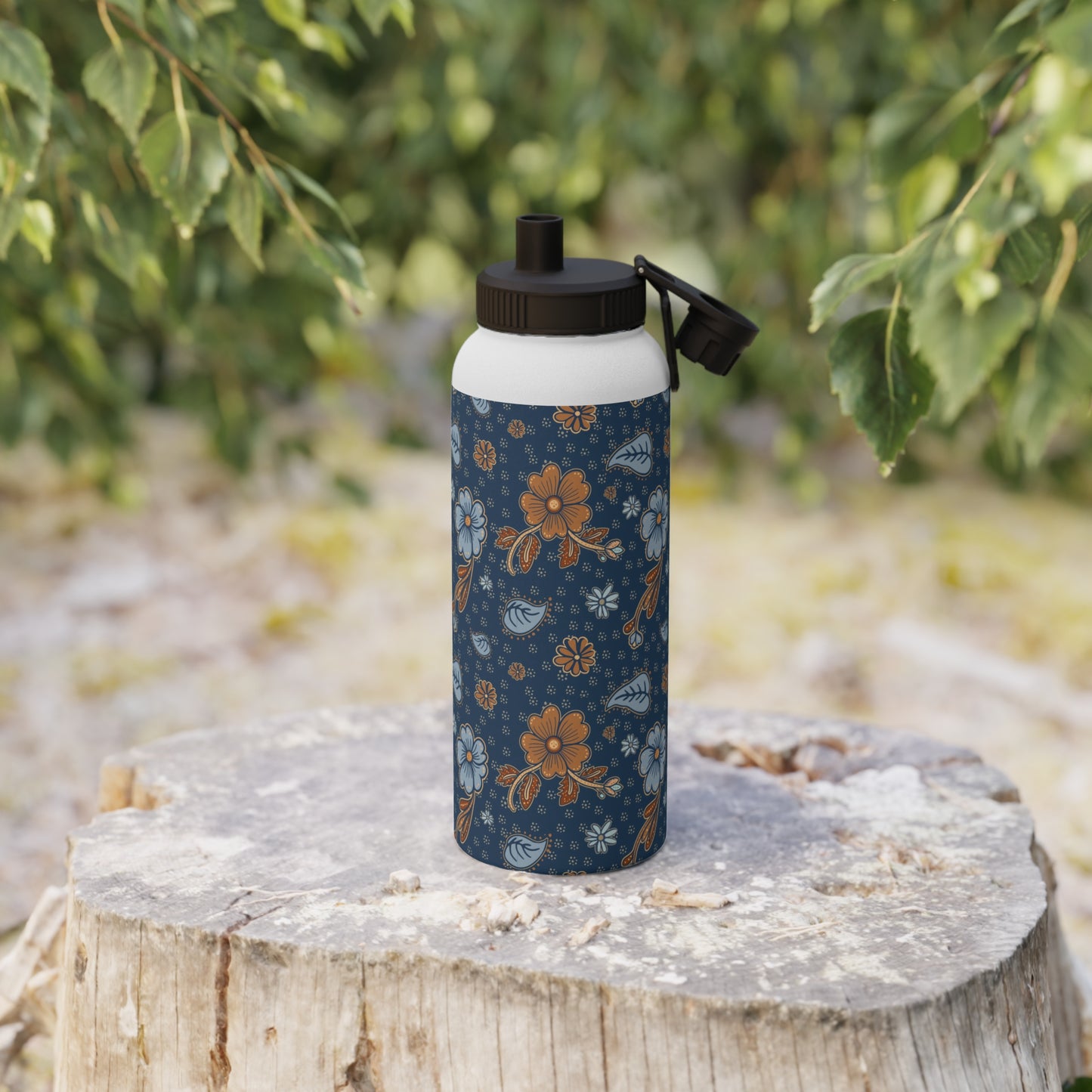 Timeless Elegance Stainless Steel Water Bottle, Sports Lid / Dark Blue