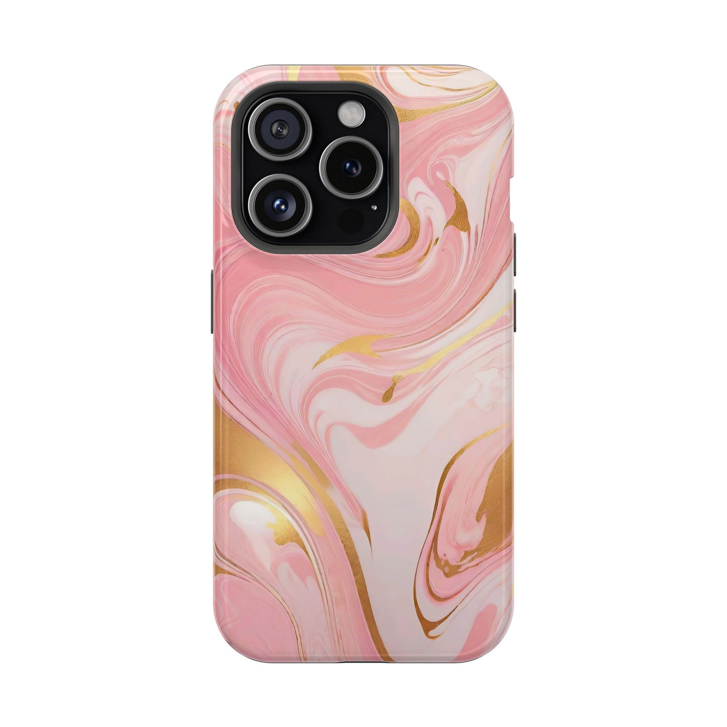 Stylish Magnetic Phone Case, Pink Marble Protective Cover