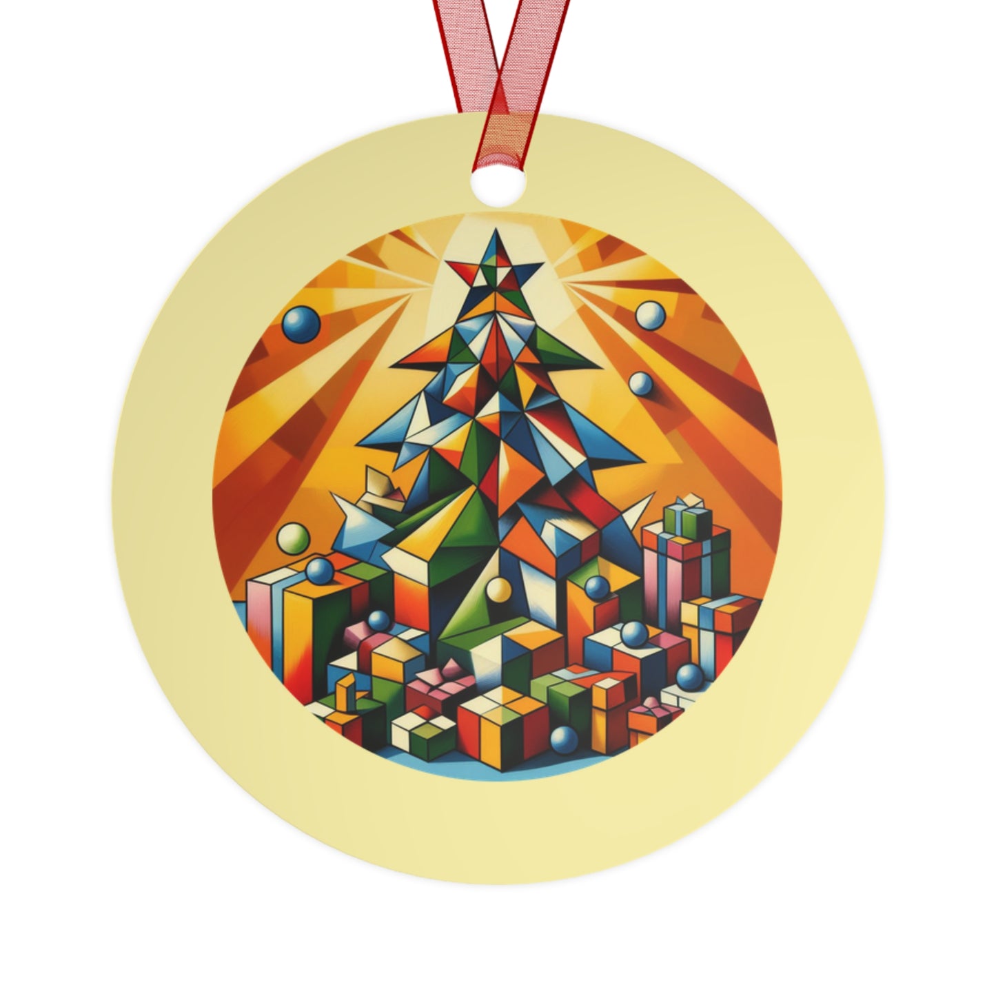 Cubist Christmas Tree Metal Ornaments, 2-Side Print