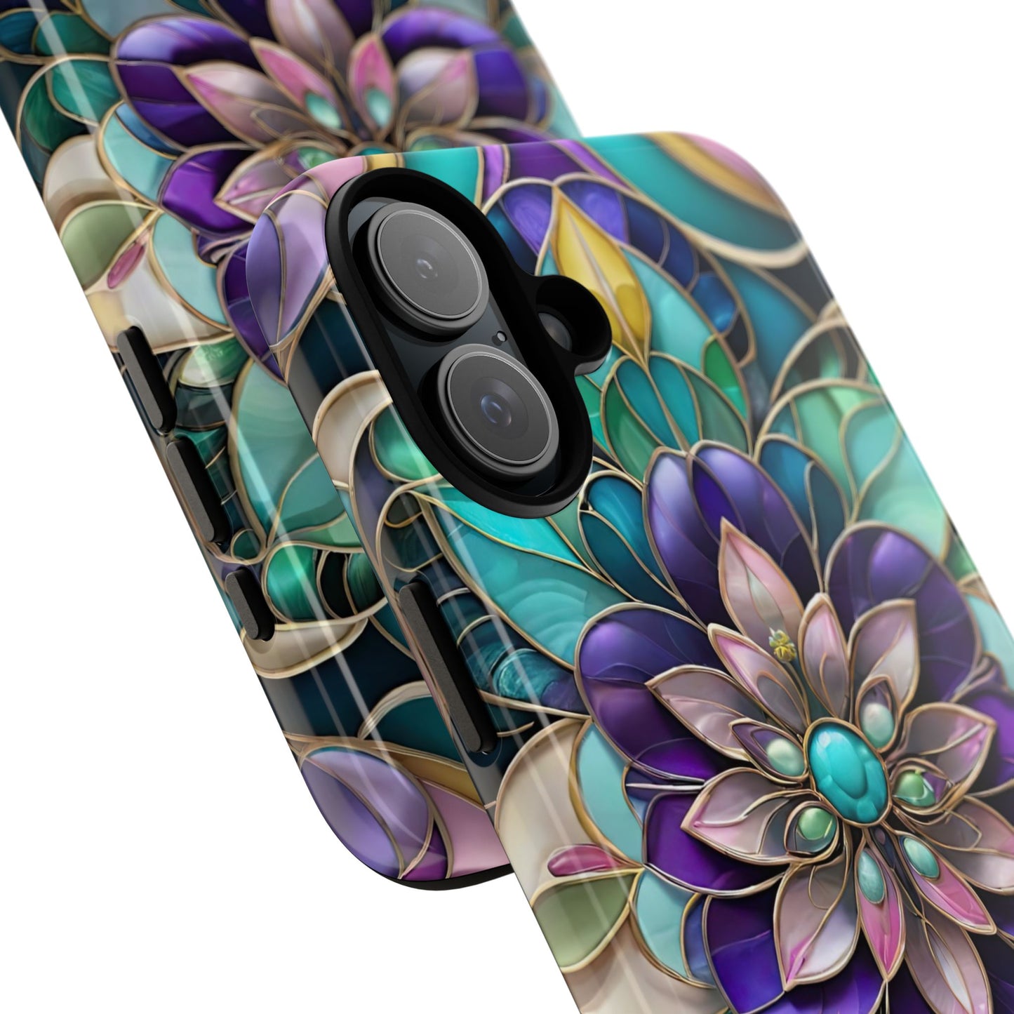 Floral Stained Glass Tough Phone Case -Stylish Protection for Your Device