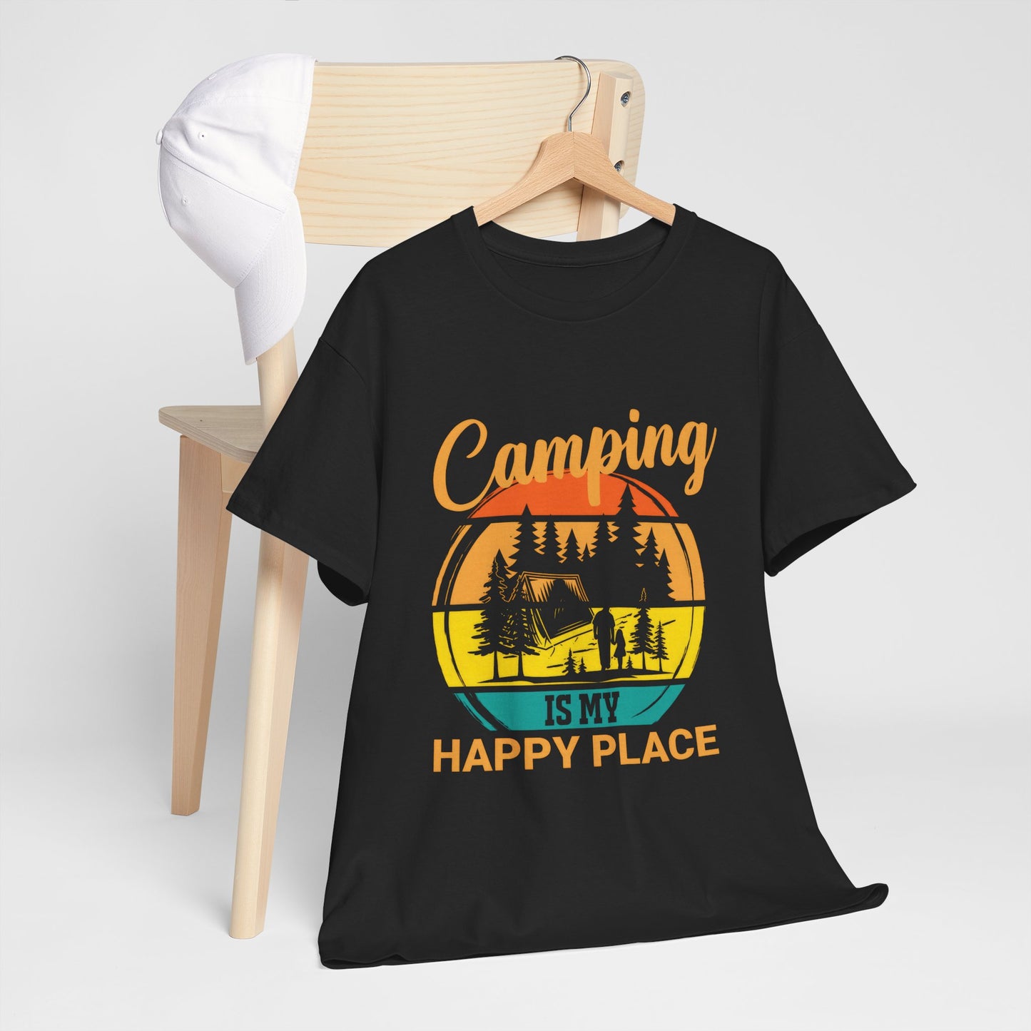Camping Is My Happy Place Unisex Heavy Cotton Tee