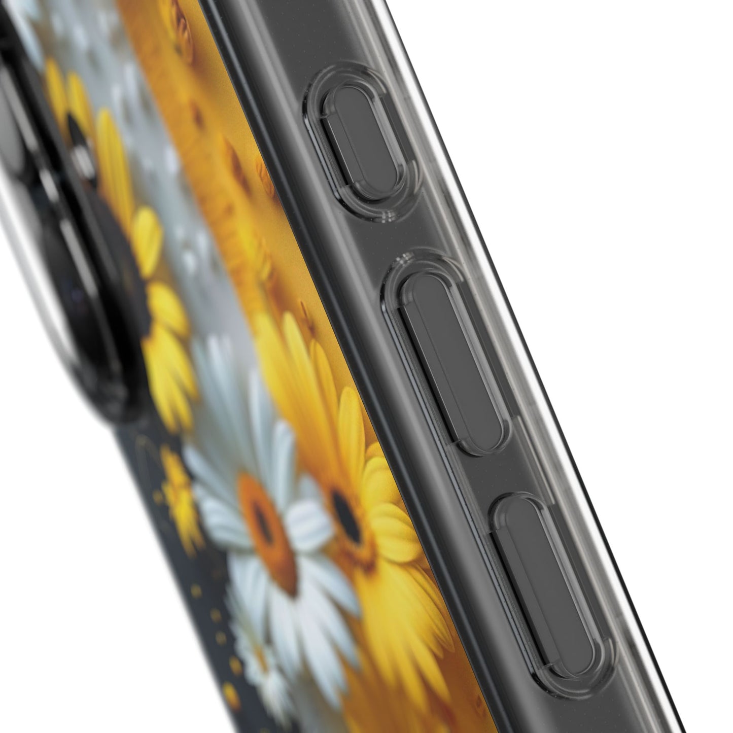 Clear Floral Phone Case - Yellow and White Daisy Pattern Colorful Spring Accessory