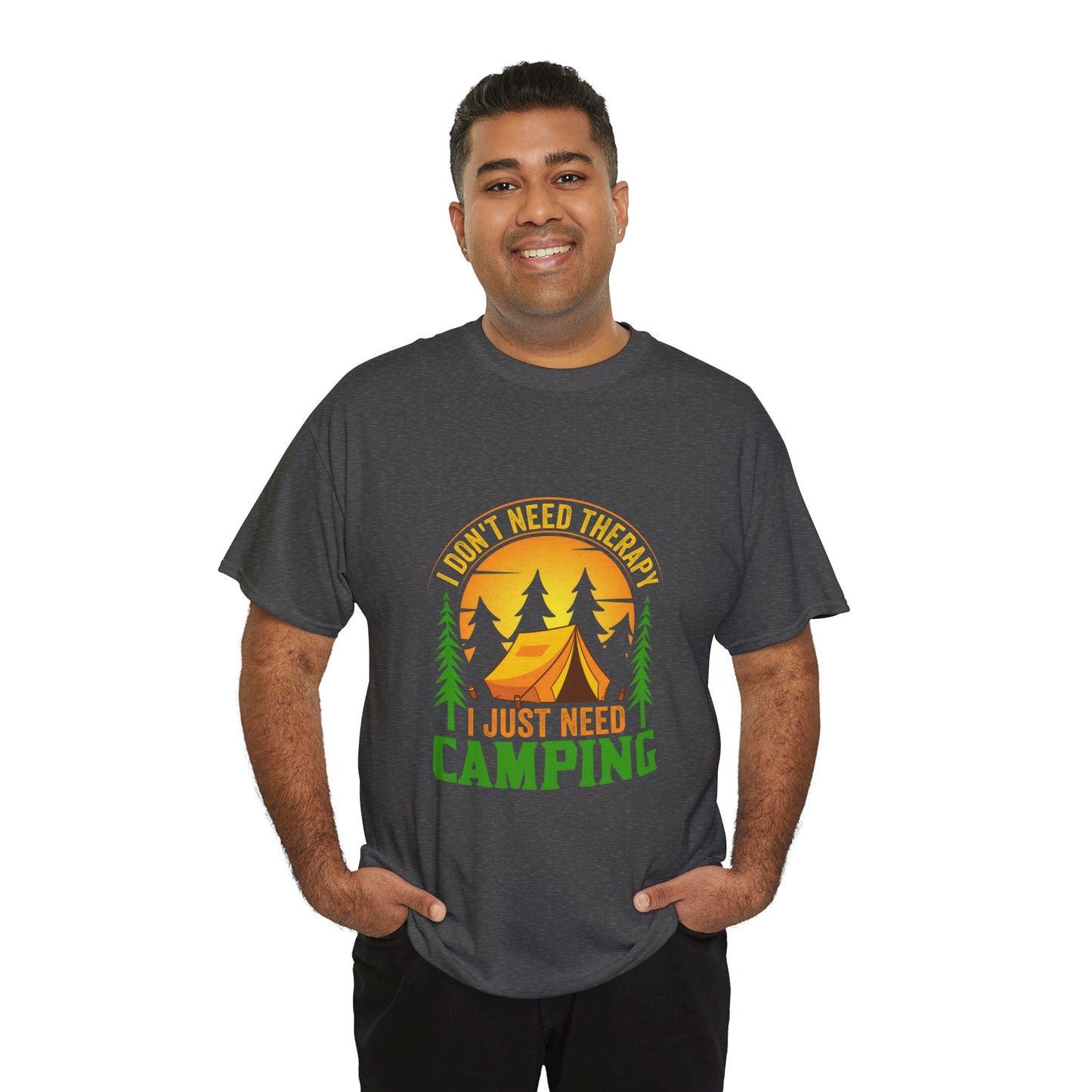 Camping Therapy Unisex Heavy Cotton Tee - Perfect for Outdoor Enthusiasts