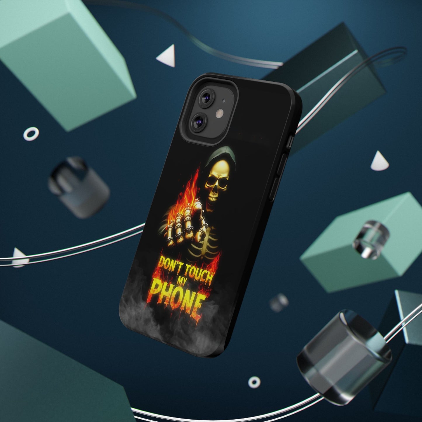 Skull Design Impact-Resistant iPhone Case, Don't Touch My Phone