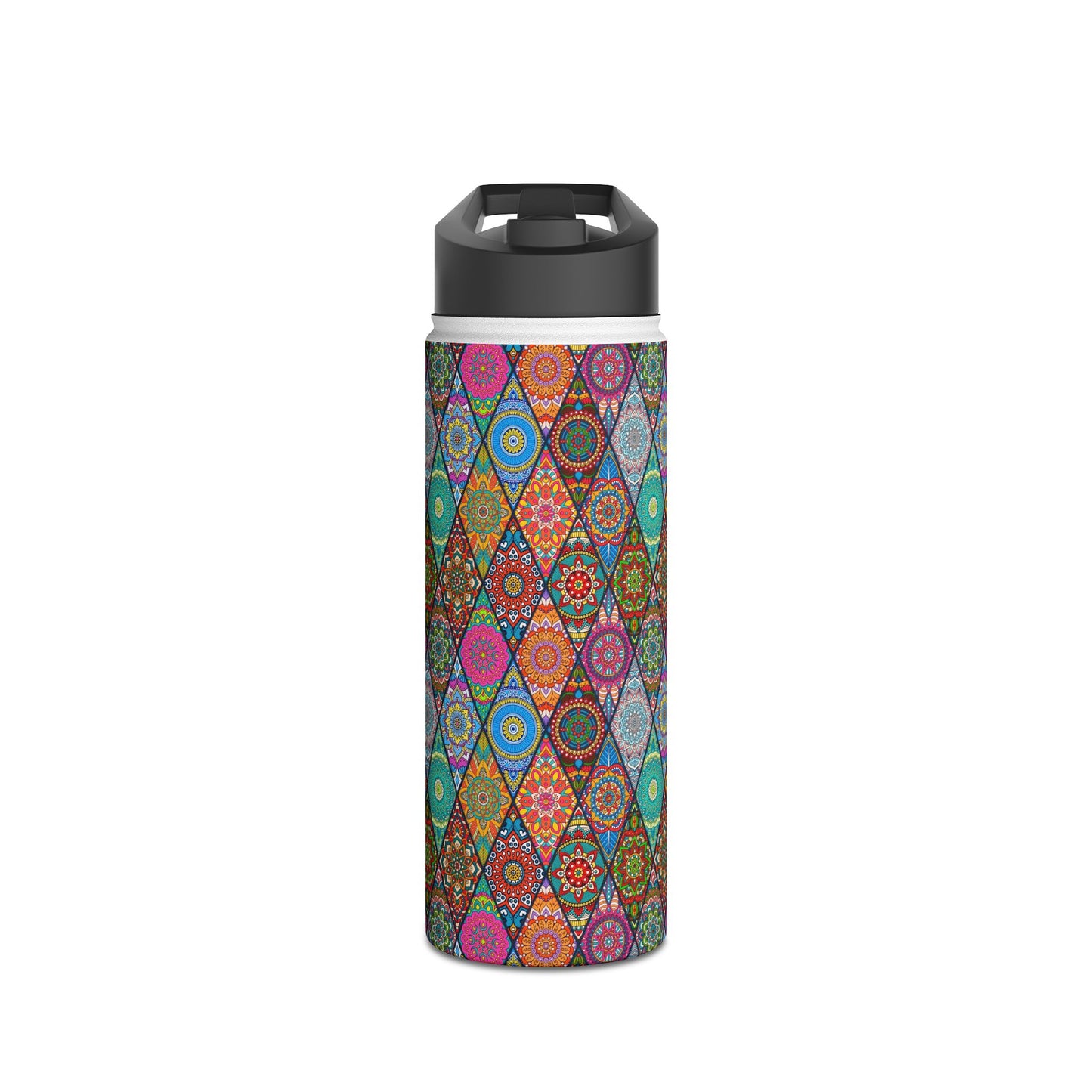 Mandala Argyle Stainless Steel Water Bottle, Standard Lid